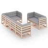 alt="7 Piece Garden Lounge Set with Cushions Solid Pinewood"