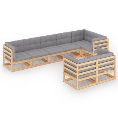 alt="8 Piece Garden Lounge Set with Cushions Solid Pinewood"