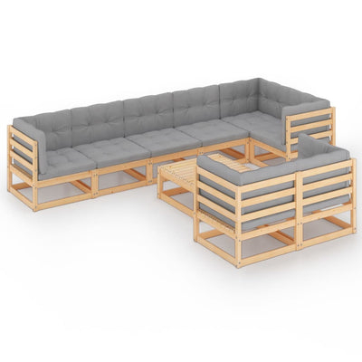 alt="9 Piece Garden Lounge Set with Cushions Solid Pinewood"