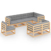 alt="8 Piece Garden Lounge Set with Cushions Solid Pinewood"
