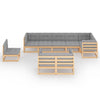9 Piece Garden Lounge Set with Cushions Solid Pinewood