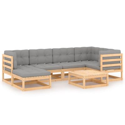 alt="7 Piece Garden Lounge Set with Cushions Solid Pinewood"