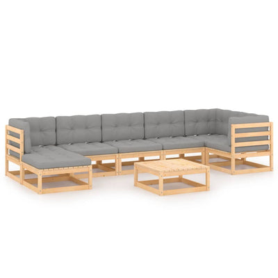 alt="8 Piece Garden Lounge Set with Cushions Solid Pinewood"