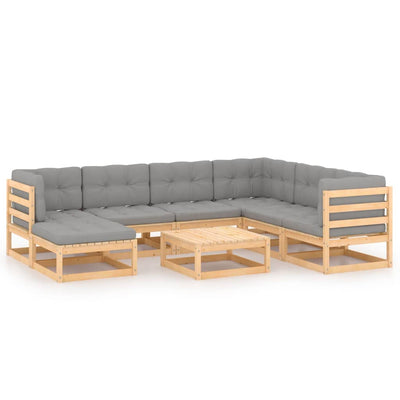 alt="8 Piece Garden Lounge Set with Cushions Solid Pinewood"