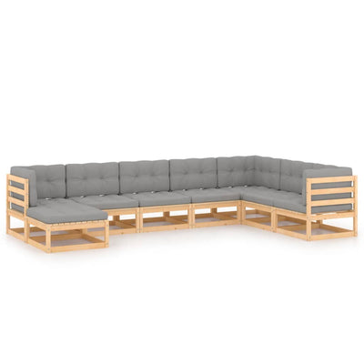 alt="8 Piece Garden Lounge Set with Cushions Solid Pinewood"
