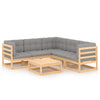 alt="6 Piece Garden Lounge Set with Cushions Solid Pinewood"
