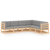 alt="6 Piece Garden Lounge Set with Cushions Solid Pinewood"