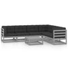 alt="7 Piece Garden Lounge Set with Cushions Grey Solid Pinewood"