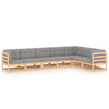 alt="7 Piece Garden Lounge Set with Cushions Solid Pinewood"