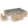 alt="9 Piece Garden Lounge Set with Cushions Solid Pinewood"