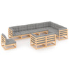 alt="10 Piece Garden Lounge Set with Cushions Solid Pinewood"