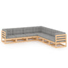 alt="7 Piece Garden Lounge Set with Cushions Solid Pinewood"