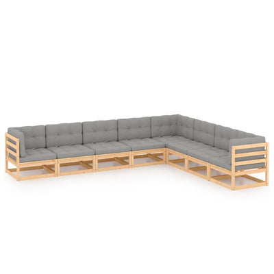 alt="8 Piece Garden Lounge Set with Cushions Solid Pinewood"