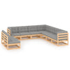alt="9 Piece Garden Lounge Set with Cushions Solid Pinewood"