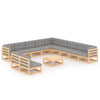 alt="12 Piece Garden Lounge Set with Cushions Solid Pinewood"