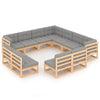 alt="11 Piece Garden Lounge Set with Cushions Solid Pinewood"