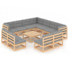 alt="12 Piece Garden Lounge Set with Cushions Solid Pinewood"