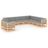alt="10 Piece Garden Lounge Set with Cushions Solid Pinewood"