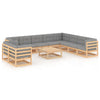 alt="11 Piece Garden Lounge Set with Cushions Solid Pinewood"