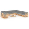 alt="12 Piece Garden Lounge Set with Cushions Solid Pinewood"