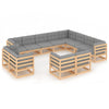 alt="12 Piece Garden Lounge Set with Cushions Solid Pinewood"