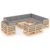 alt="13 Piece Garden Lounge Set with Cushions Solid Pinewood"