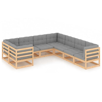 alt="8 Piece Garden Lounge Set with Cushions Solid Pinewood"