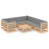 alt="9 Piece Garden Lounge Set with Cushions Solid Pinewood"