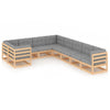 alt="9 Piece Garden Lounge Set with Cushions Solid Pinewood"