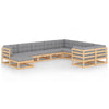 alt="10 Piece Garden Lounge Set with Cushions Solid Pinewood"