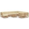 alt="11 Piece Garden Lounge Set&Cushions Honey Brown Solid Pinewood"