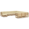 alt="12 Piece Garden Lounge Set&Cushions Honey Brown Solid Pinewood"