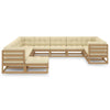 12 Piece Garden Lounge Set&Cushions Honey Brown Solid Pinewood