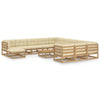 alt="13 Piece Garden Lounge Set&Cushions Honey Brown Solid Pinewood"