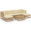 alt="7 Piece Garden Lounge Set&Cushions Honey Brown Solid Pinewood"