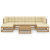 7 Piece Garden Lounge Set&Cushions Honey Brown Solid Pinewood
