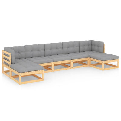 alt="7 Piece Garden Lounge Set with Cushions Solid Pinewood"