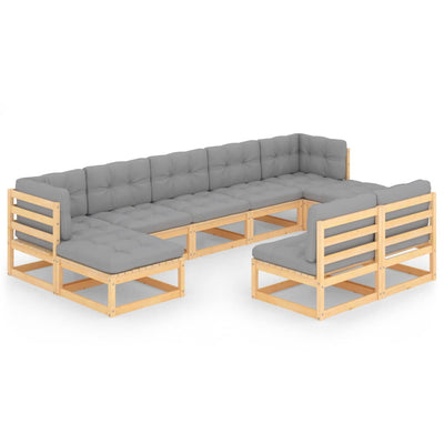 alt="9 Piece Garden Lounge Set with Cushions Solid Pinewood"