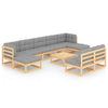 alt="10 Piece Garden Lounge Set with Cushions Solid Pinewood"