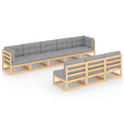 alt="8 Piece Garden Lounge Set with Cushions Solid Pinewood"