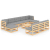 alt="11 Piece Garden Lounge Set with Cushions Solid Pinewood"
