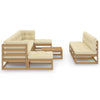 11 Piece Garden Lounge Set&Cushions Honey Brown Solid Pinewood
