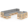 alt="9 Piece Garden Lounge Set with Cushions Solid Pinewood"