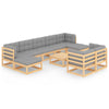 alt="10 Piece Garden Lounge Set with Cushions Solid Pinewood"
