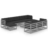 alt="11 Piece Garden Lounge Set with Cushions Grey Solid Pinewood"