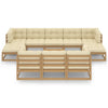 11 Piece Garden Lounge Set&Cushions Honey Brown Solid Pinewood