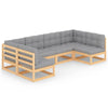 alt="6 Piece Garden Lounge Set with Cushions Solid Pinewood"