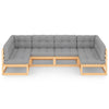 6 Piece Garden Lounge Set with Cushions Solid Pinewood