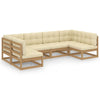 alt="6 Piece Garden Lounge Set&Cushions Honey Brown Solid Pinewood"