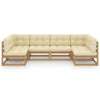 6 Piece Garden Lounge Set&Cushions Honey Brown Solid Pinewood
